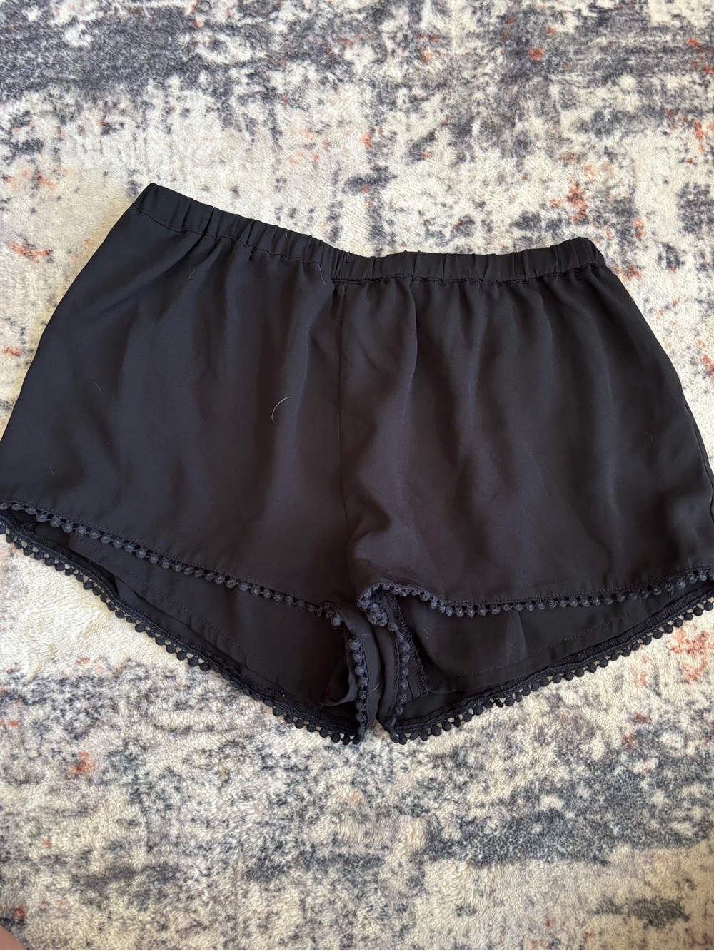 Brandy Melville Black Pom-Trim High Waist Shorts